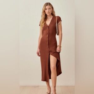Reformation Cypress Brown Ribbed Knit Maxi Dress MSRP $248 Medium